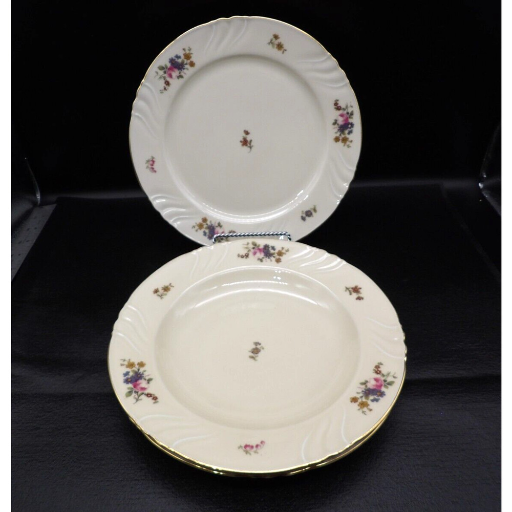 Thomas Ivory Set of 2 Soup Bowls and 1 Plate Porcelain Delicate Floral Bavaria